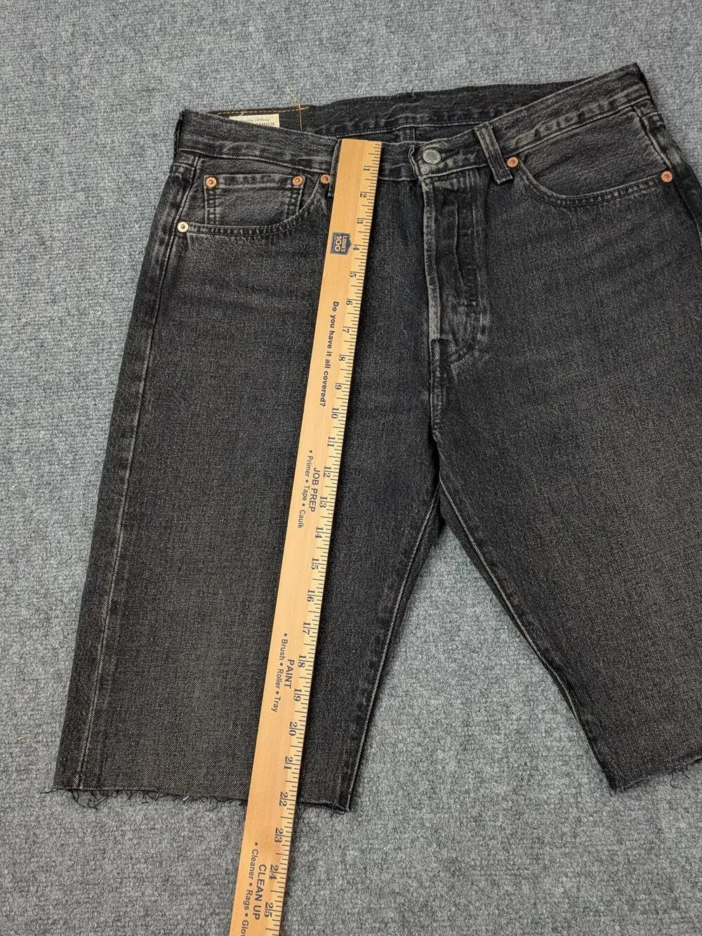 Levis Premium Shorts Mens 33 Black 501 93 Bermuda Denim Button Fly Cutoff